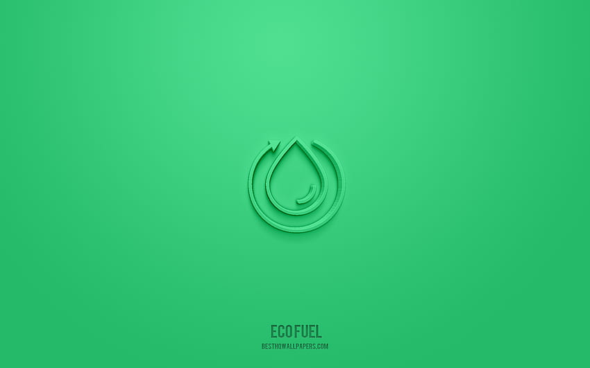 Eco fuel 3d icon, green background, 3d symbols, Eco fuel, ecology icons, 3d icons, Eco fuel sign, ecology 3d icons HD wallpaper