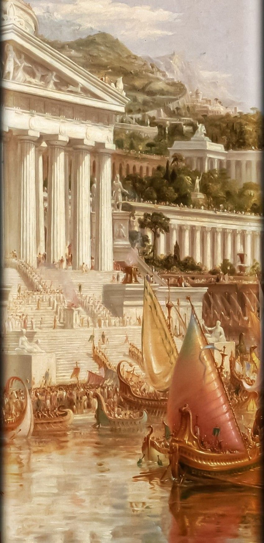 ekran blokady iPhone'a z Androidem. Sztuka klasyczna, pejzaż fantastyczny, malarstwo renesansowe, estetyka rzymska Tapeta na telefon HD