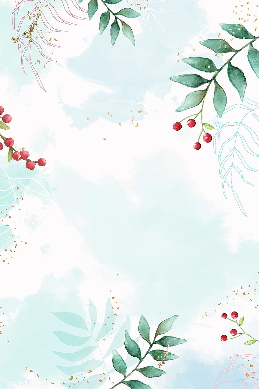 青色の背景のベクトルにパターン化されたクリスマスのプレミアム ベクトル。 クリスマス柄背景、花背景、水彩背景、冬水彩 HD電話の壁紙