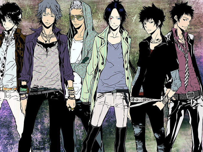 cool anime , social group, anime, black hair, illustration, Anime Boys Group HD wallpaper
