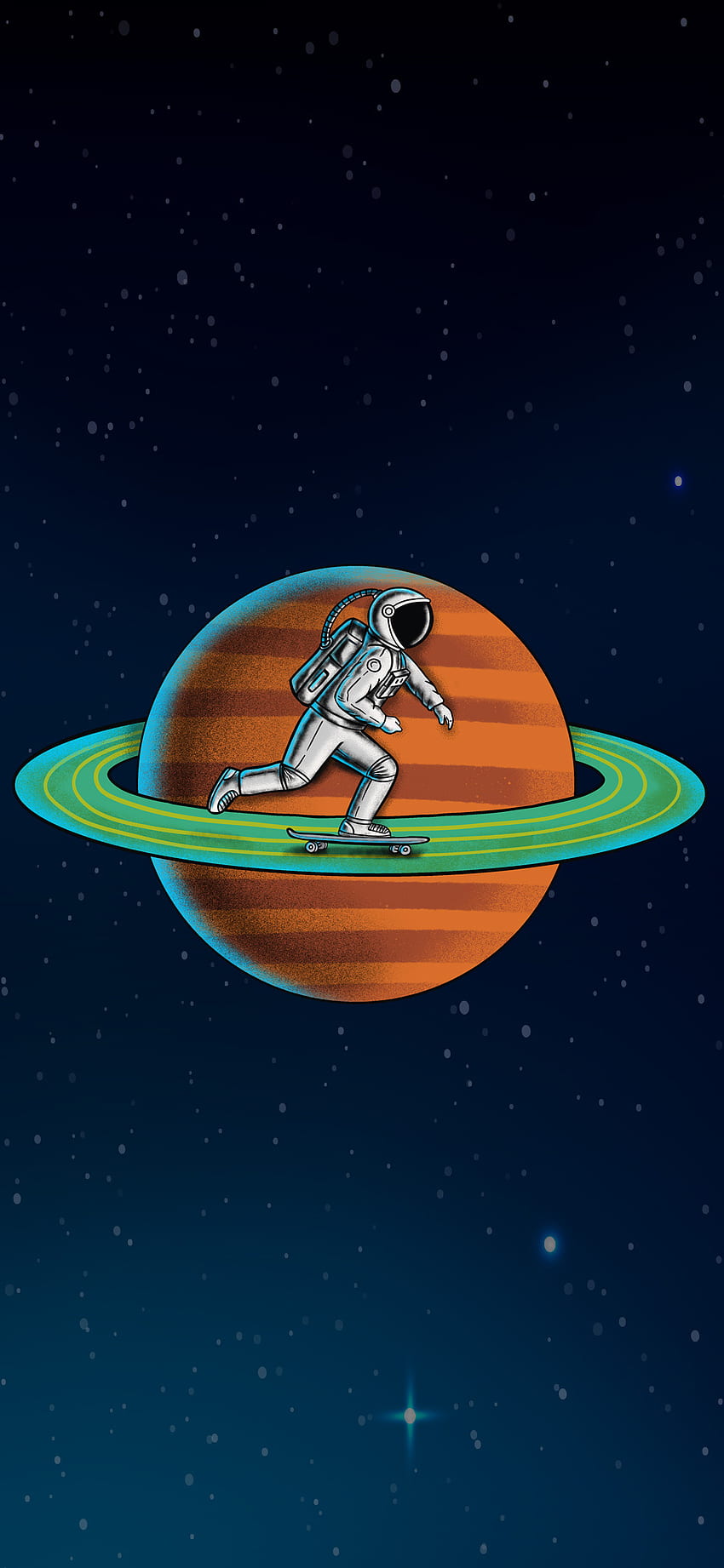 Astronaut and Planet, art, cartoon, space HD phone wallpaper