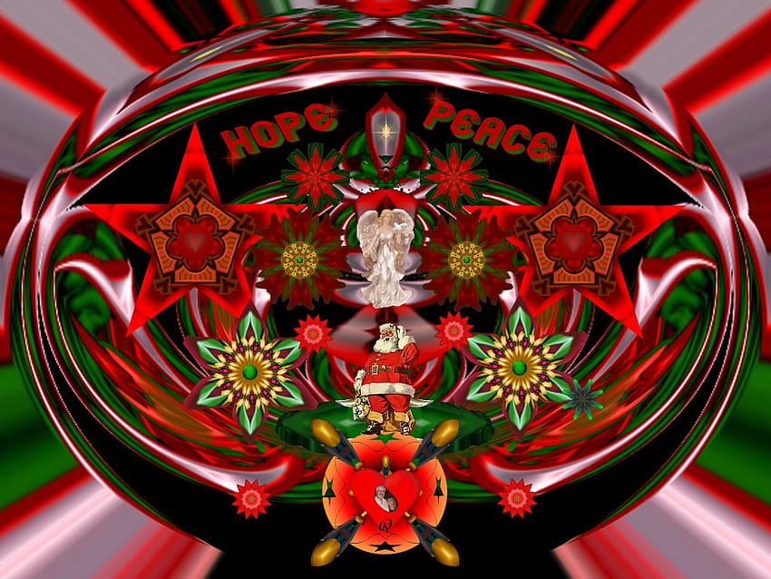 Un deseo de Navidad, atractivo para los ojos, abstracto, 3d, fractal, collage fondo de pantalla