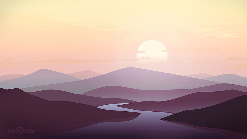 Art Landscape Rivers Sunset Mountains Hd Wallpaper Pxfuel