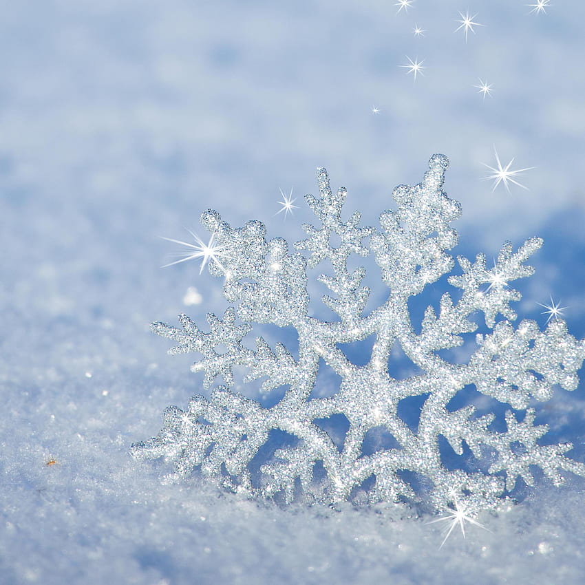 3D snowflake in the snow - winter, Winter Snowflakes HD phone wallpaper