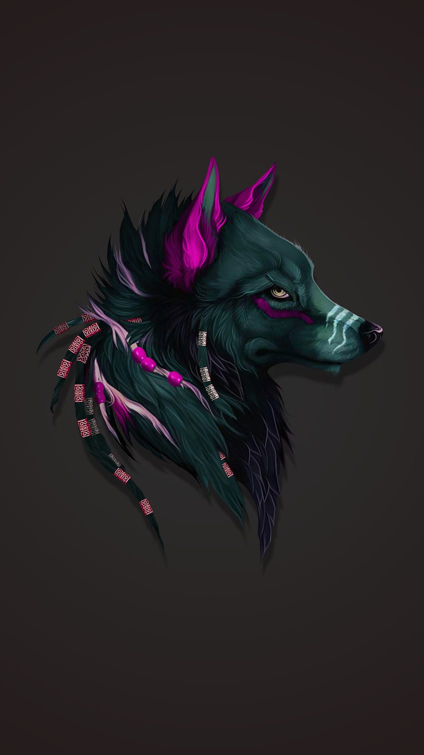 Wolf Art - Dark Mode, light, design, peace, animal, , wolves HD phone wallpaper