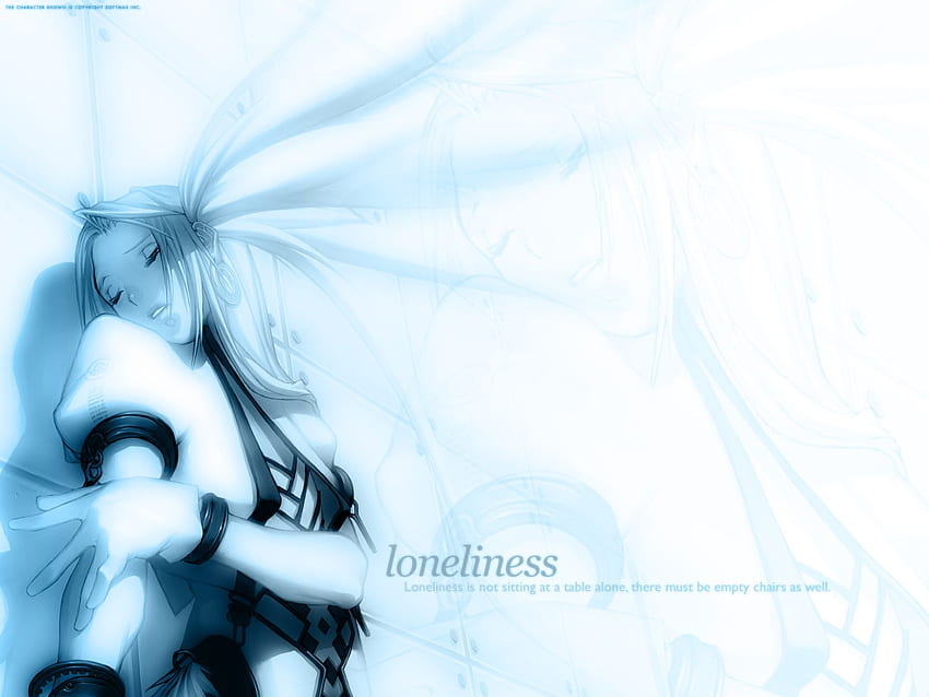 anime, biru, gadis, kesepian Wallpaper HD