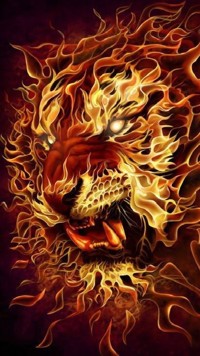 Fire Lion, Lion, Flame HD phone wallpaper