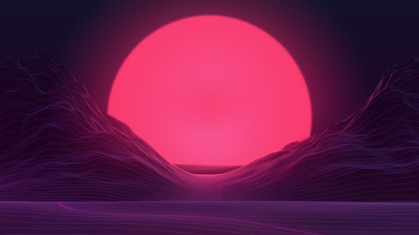 Big Sun Neon Mountains Resolución 1440P, y Neon Purple Mountain fondo de pantalla