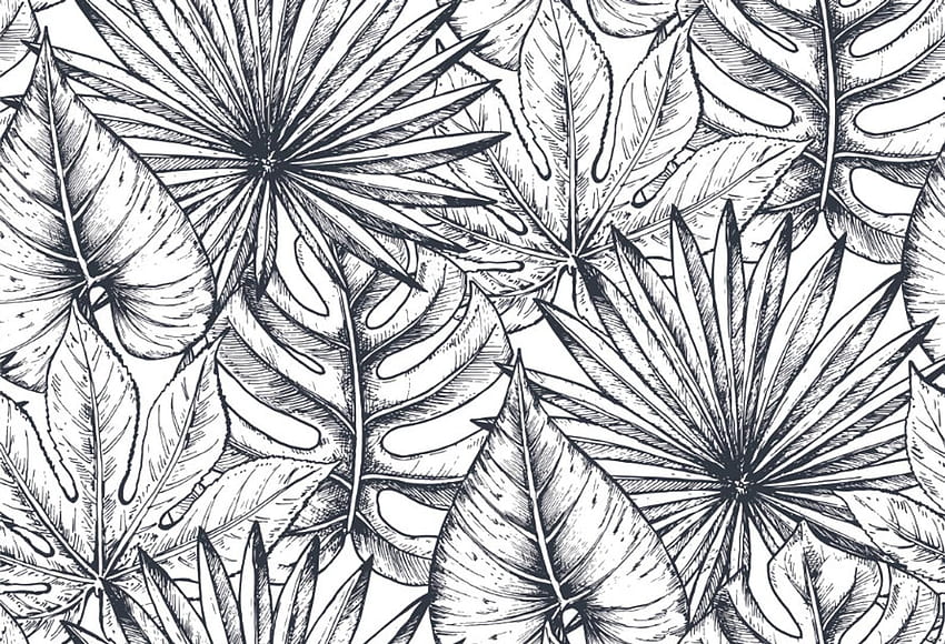 Autoadesivo de plantas tropicais removíveis. Etsy. Como desenhar mãos, Preto e azul, Planta, Desenho de plantas tropicais papel de parede HD