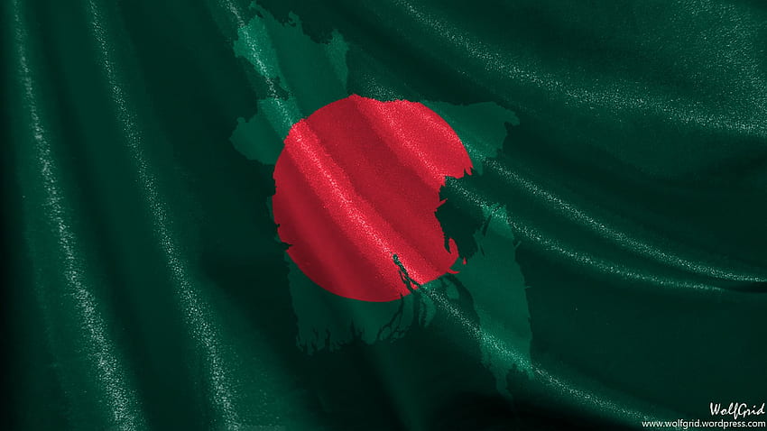 Flaga Bangladeszu pełna i tło., Fajna flaga Bangladeszu Tapeta HD