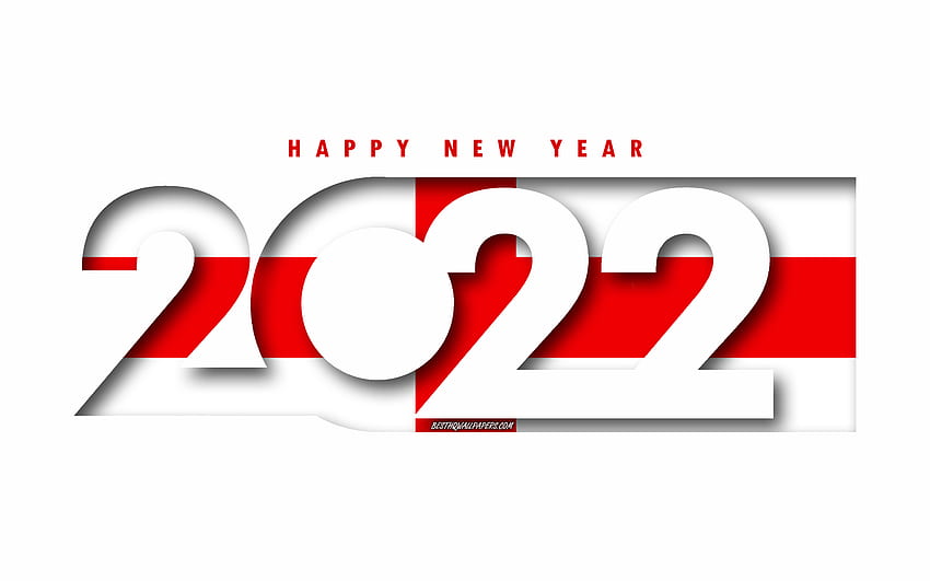 Happy New Year 2022 England, white background, England 2022, England 2022 New Year, 2022 concepts, England, Flag of England HD wallpaper