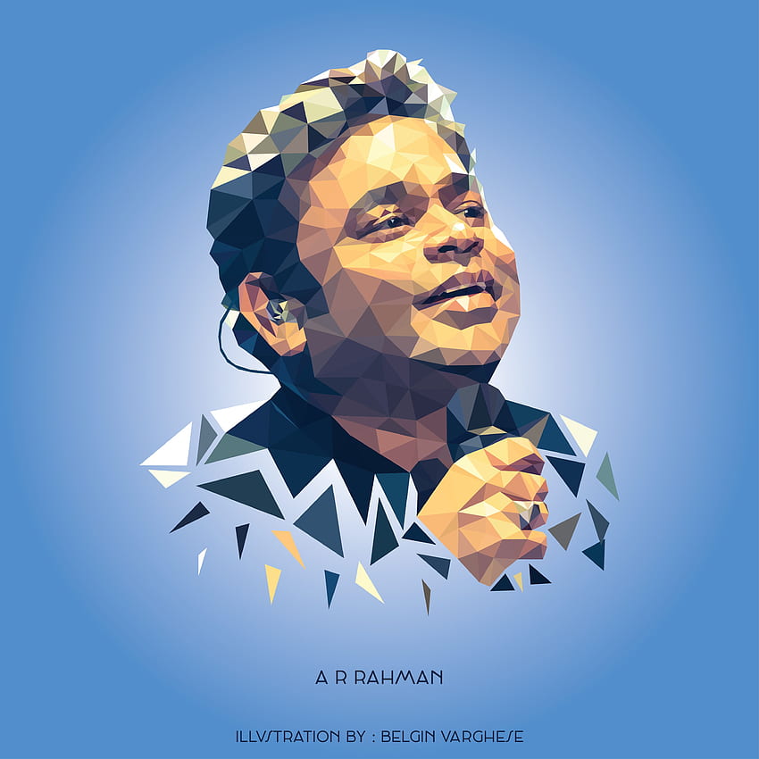 Retrato Low Poly de A R Rahman. A r rahman, Arte de póster de película, Live iphone 7, A. R. Rahman fondo de pantalla del teléfono