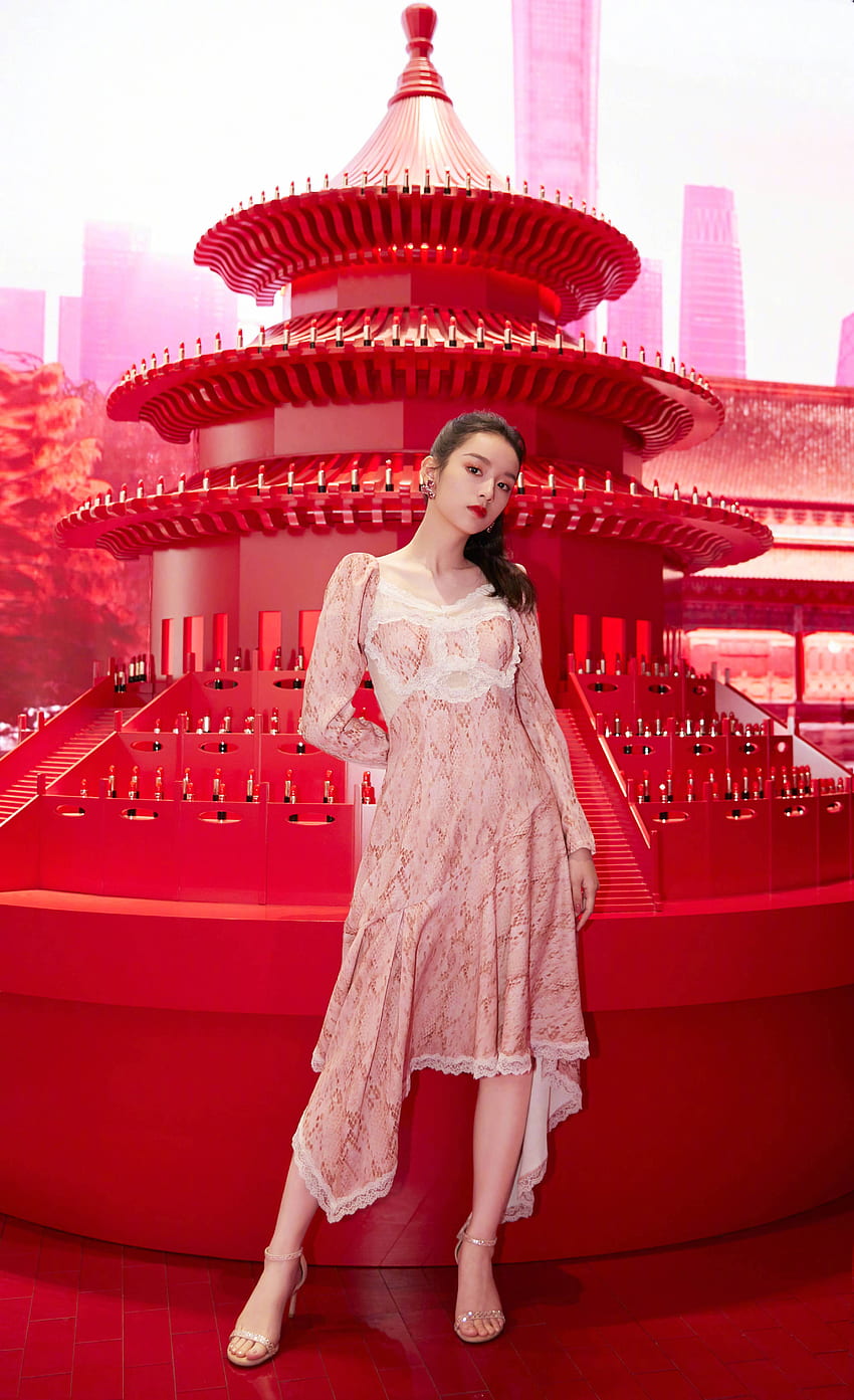 Розов крит! Мечтателна и красива серия от малки розови поли, ярки и ярки!, Zhao Lusi HD тапет за телефон