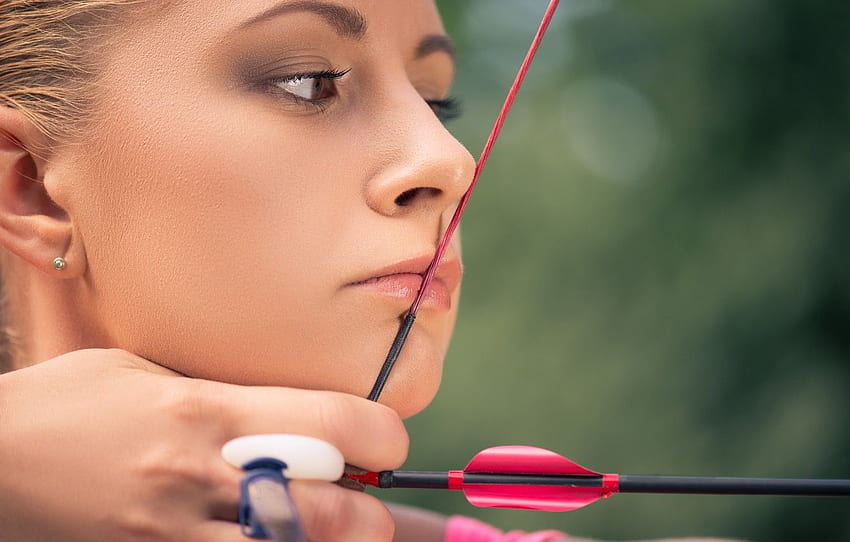 woman, arrow, rope, archery, targeting HD wallpaper