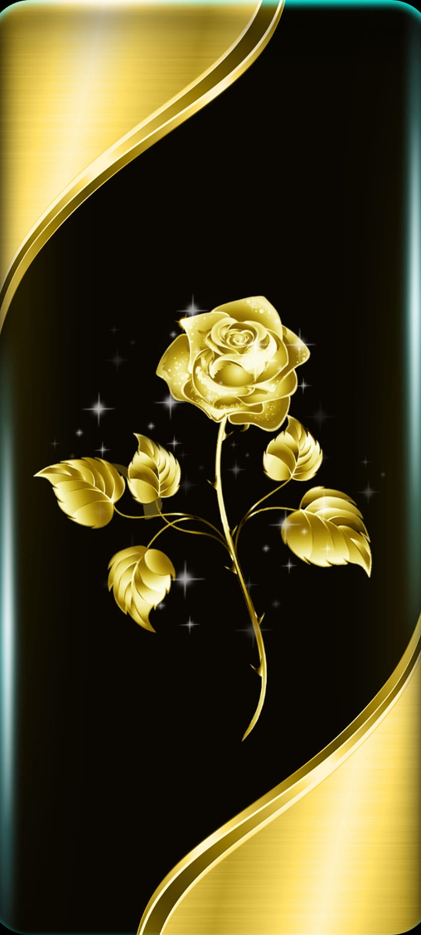 Луксозна златна метална роза, чаенохибридна роза, арт, премиум, Златна HD тапет за телефон