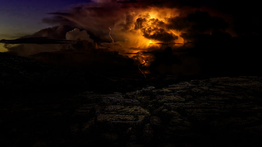 Twilight, Lightning, Dark, Dusk, Thunderstorm, Storm, Cloudy HD wallpaper