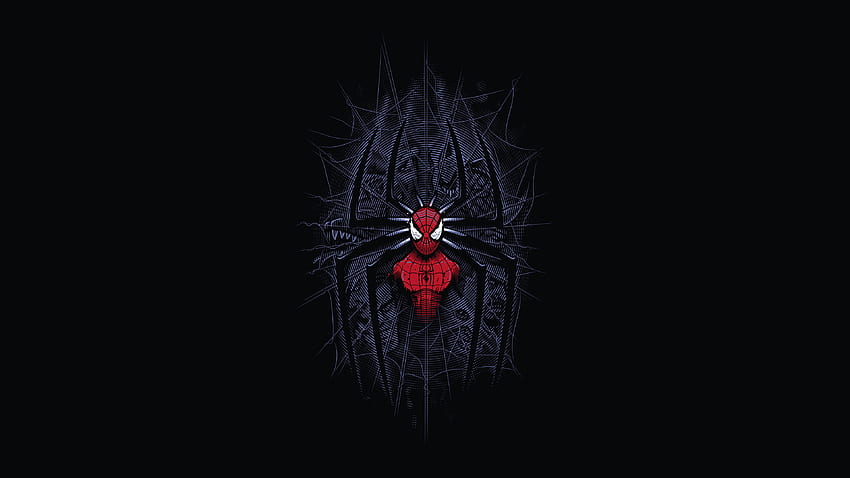 Spider-man, oscuro, minimalista, arte digital. fondo de pantalla