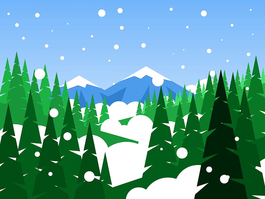 Vector, Art, Mountains, Snow, Forest HD wallpaper