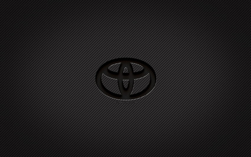 トヨタのカーボンロゴ、グランジアート、カーボンの背景、クリエイティブ、トヨタの黒いロゴ、車のブランド、トヨタのロゴ、トヨタ 高画質の壁紙
