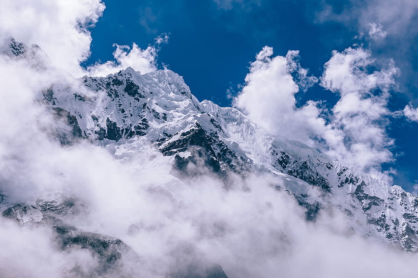 自然, 空, 山, 雲, 雪, 頂点, トップス 高画質の壁紙