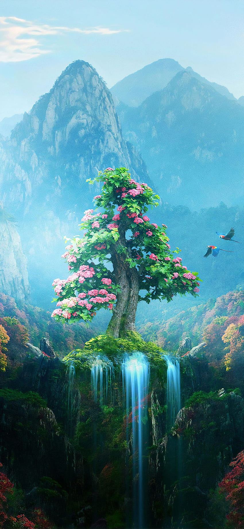 春 秋 カラフル 自然 魔法の森 iPhone XS, iPhone 10, iPhone X , , 背景, そして, 神秘的な自然 HD電話の壁紙
