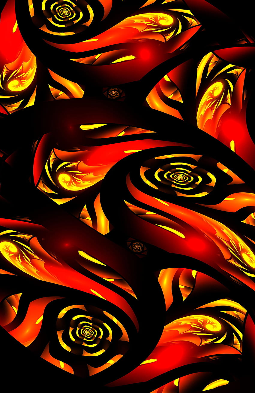 Abstract, Bright, Fractal, Flaming, Fiery, Hot, Candent HD phone wallpaper