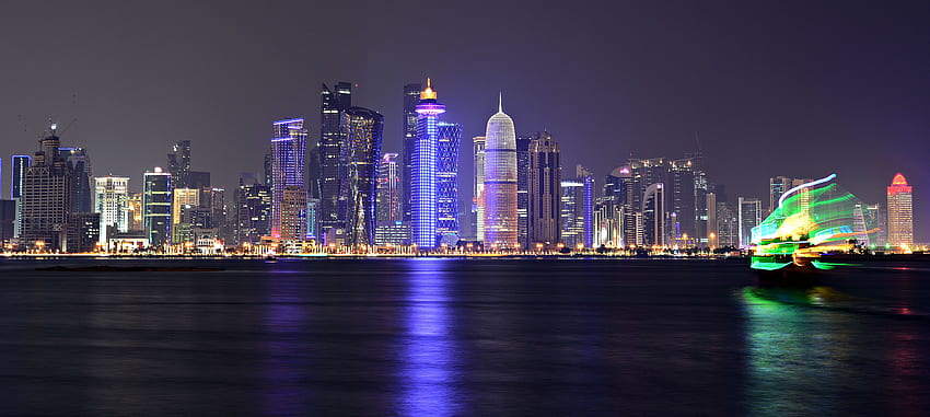 Get some cityscape on your home screen with these, Qatar Skyline HD wallpaper