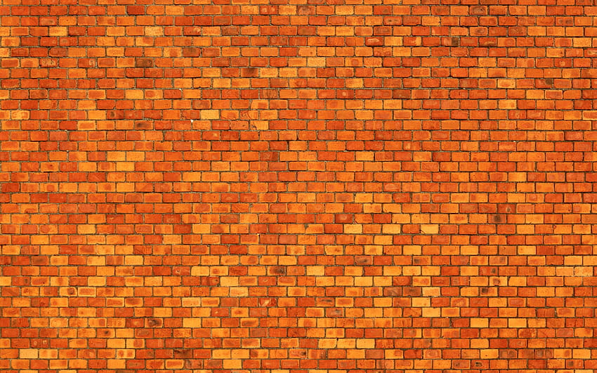 orange Ziegelwand, Makro, orangefarbene Ziegel, identische Ziegel, Ziegeltexturen, orangefarbene Ziegelwand, Ziegel, Wand für mit Auflösung. Gute Qualität HD-Hintergrundbild