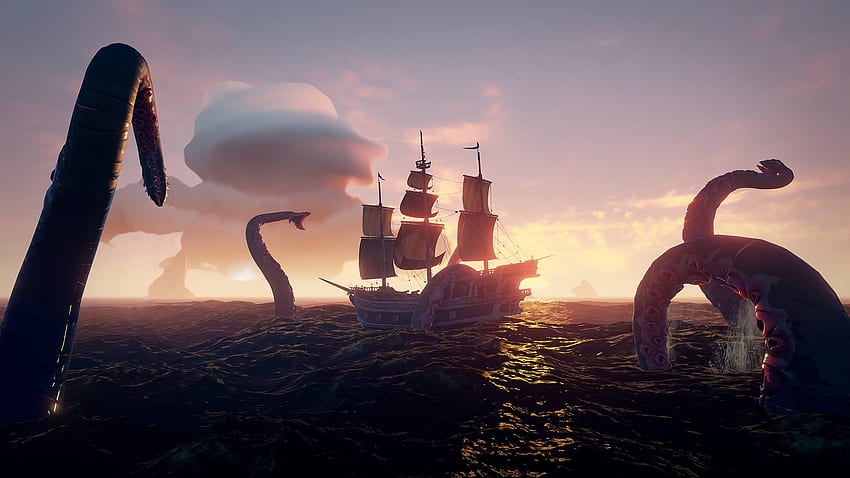 Watch a Sea of Thieves pirate crew battle the Kraken HD wallpaper