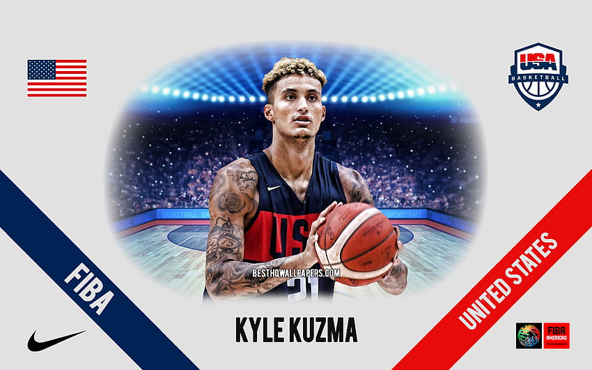 カイル・クズマ、米国バスケットボール代表チーム、アメリカのバスケットボール選手、NBA、ポートレート、アメリカ合衆国、バスケットボール 高画質の壁紙