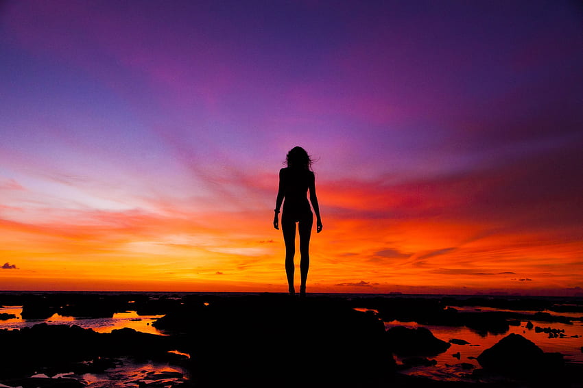 Silhouette graphy Woman Dusk and HD wallpaper