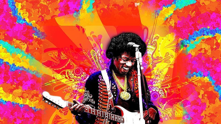 Psychodeliczny Jimi Hendrix. Tło Art Mad, psychodeliczne lata 60 Tapeta HD