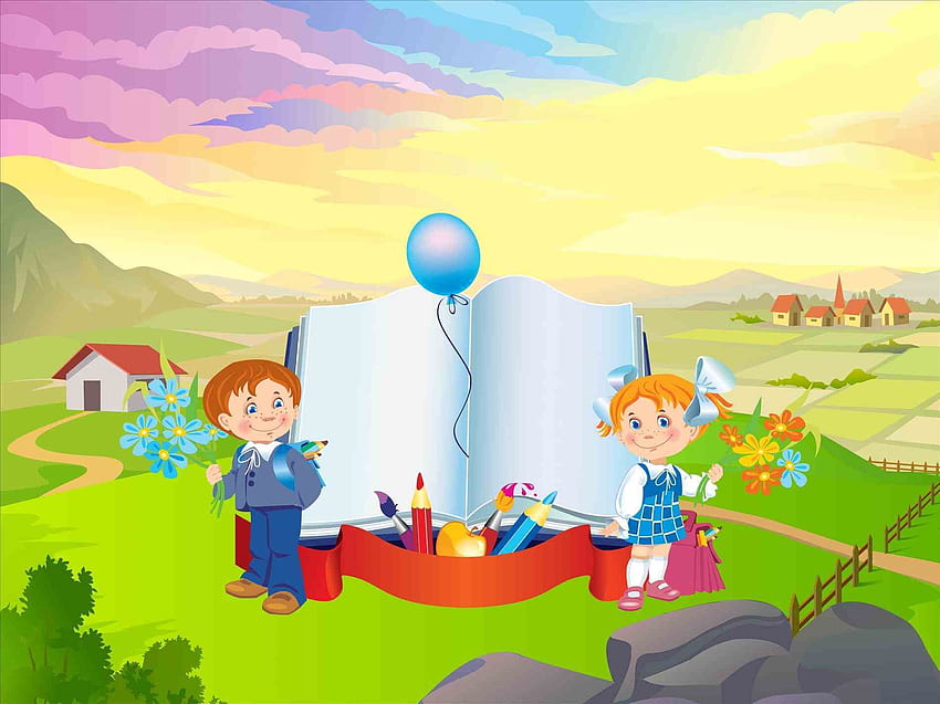 per bambini, scuola di cartoni animati Sfondo HD