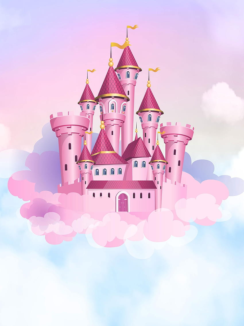 de grafía de vinilo con pancarta de castillo de dibujos animados de cabina de bebé recién nacido con cielo y nubes para niños Birtay Party Studio Pro de Lvyue201. de la cabina, telones de gráficos, dibujos animados del castillo fondo de pantalla del teléfono
