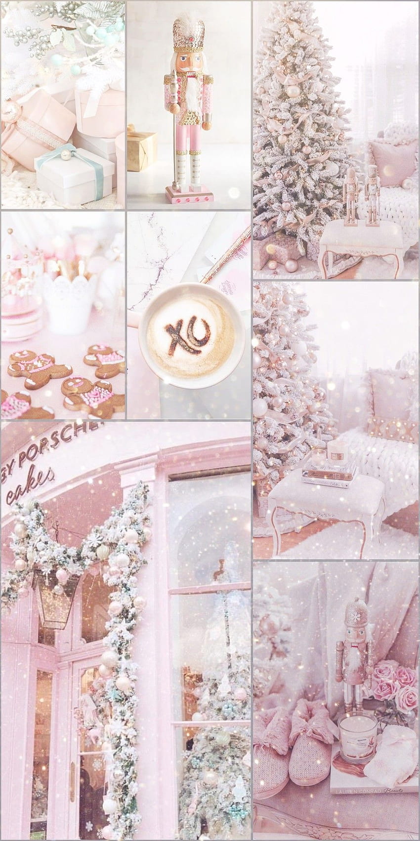 Navidad rosa. Dormitorio de navidad rosa, rosa, iphone rosa, lindo color pastel de invierno fondo de pantalla del teléfono