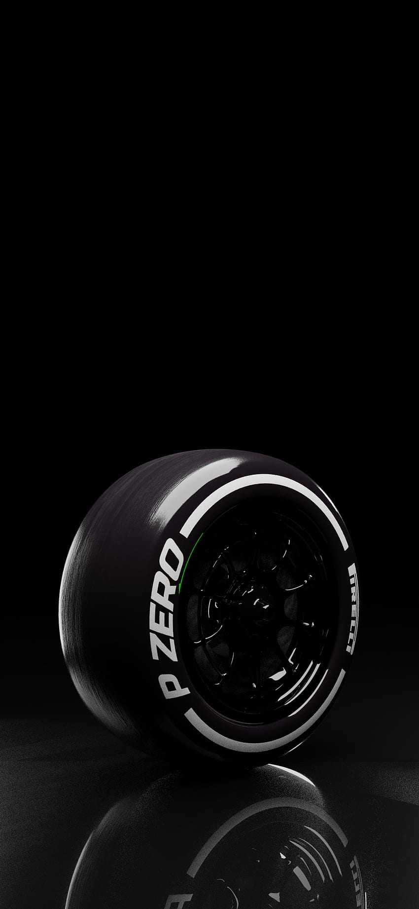 Formel 1 Pirelli-Reifen, Autobeleuchtung, digital, Kunst, Flash-Grafik, 3D-Design, Formel 1, schwarz, F1, voll, Reifen, digitale Kunst, Null, 3d, Pirelli-Reifen, Formel-1-Reifen, Modell, glänzend HD-Handy-Hintergrundbild