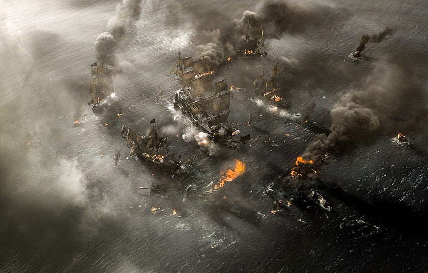кино, експлозия, огън, пламък, хаос, море, дим, война, филм, смърт, битка, филм, кораби, искра, разрушение, кайзоку за , раздел фильмы HD тапет