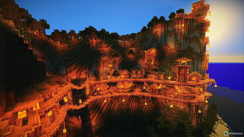 Amazing Minecraft Background, Minecraft Sunset HD wallpaper