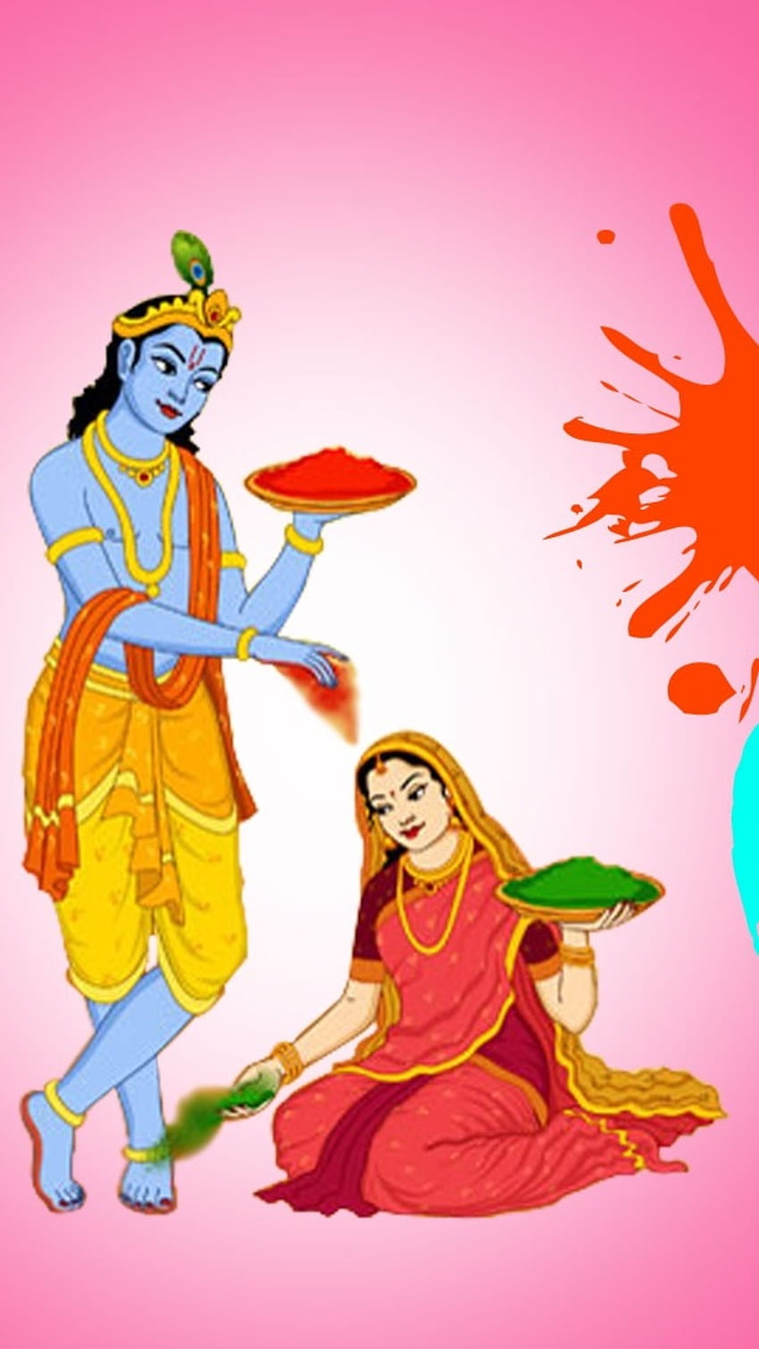 Joyeux Holi, Krishna Fond d'écran de téléphone HD