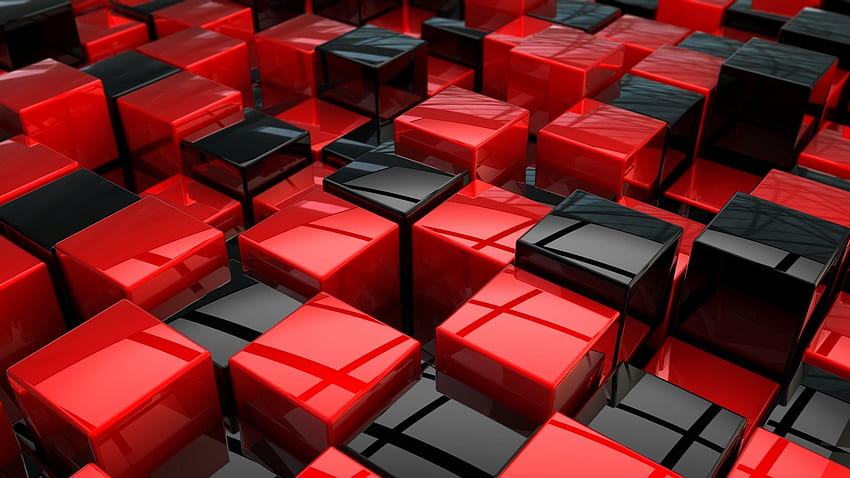 Red and Black Glass Squares 3D HD wallpaper