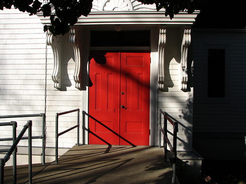 czerwone drzwi, styl, biały, projekt, architektura, grafika, dom, drzwi, czerwony, dom Tapeta HD