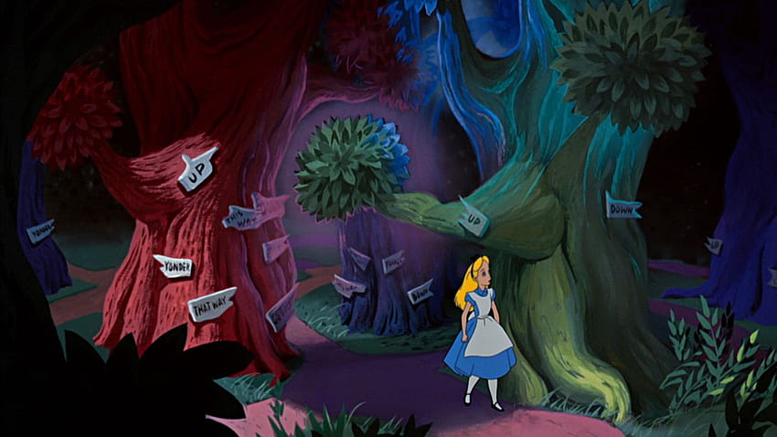 Disney Alice In Wonderland - Alice In Wonderland Cheshire Cat Scene - - HD wallpaper