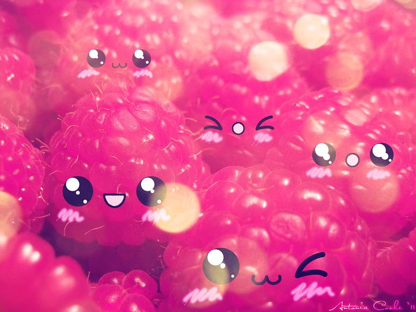 Kawaii Raspberries, Kawaii Marshmallow HD wallpaper