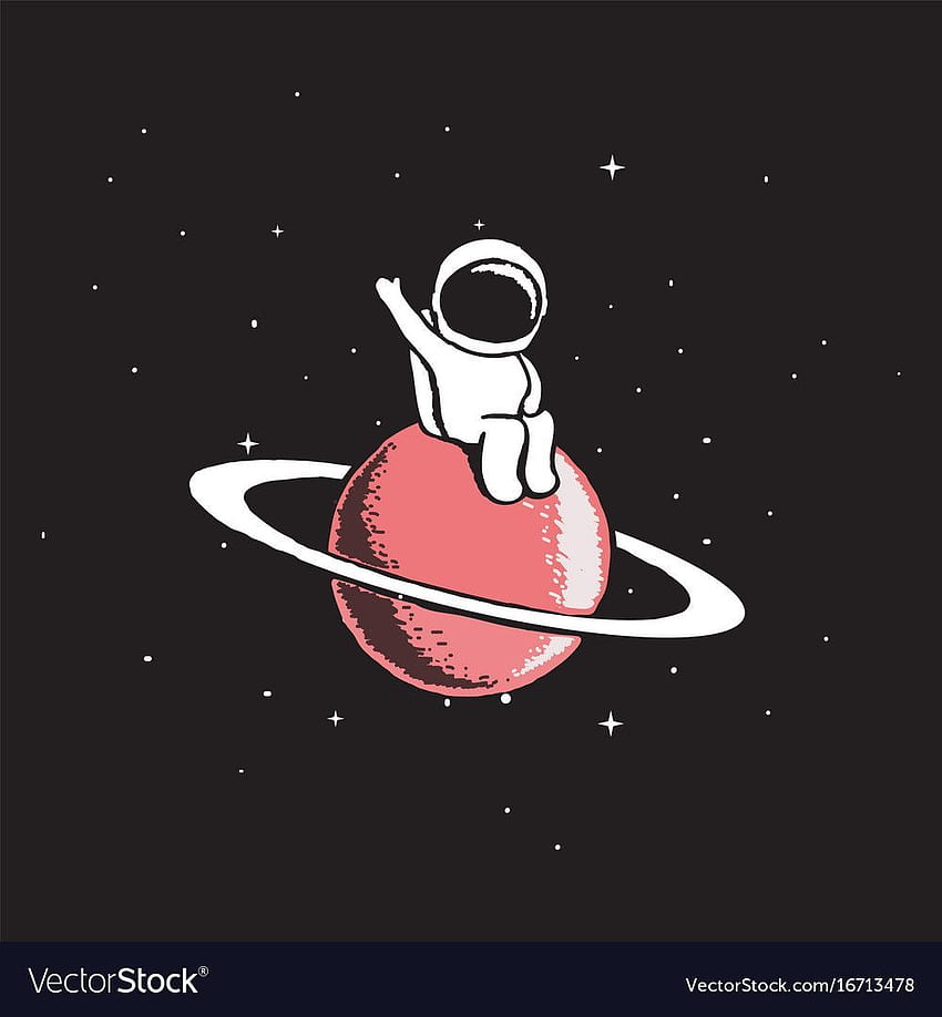 赤ん坊の宇宙飛行士は土星に座り、smic キャラクターを歓迎します。宇宙テーマのベクター イラストです。宇宙飛行士は新しいものを探ります。 宇宙の絵, 惑星の絵, 土星のアート, Astronaut Floating Cartoon HD電話の壁紙