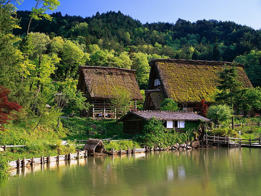 Sonstiges: Japanische Bauernhauslandschaft Digital Japan Dijital HD-Hintergrundbild