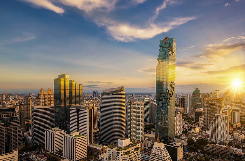 Bangkok budynek miasta pejzaż miejski, panoramę Bangkoku Tapeta HD