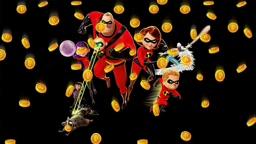 Bitcoins From Above The Incredibles 2 Characters Mr Incredible Elastigirl Jack Jack Violet Dash Frozone Edna Z550 : Bitcoin HD wallpaper