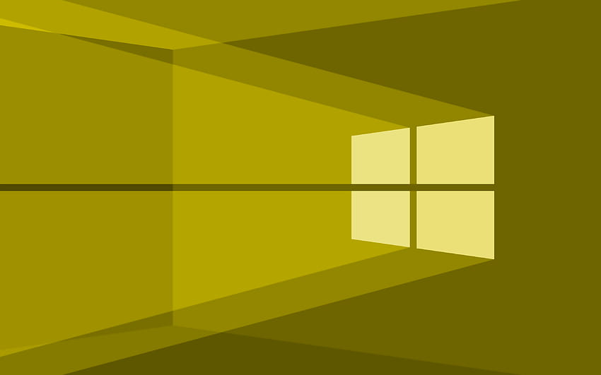 Windows 10 sarı logosu, sarı soyut arka plan, minimalizm, Windows 10 logosu, Windows 10 minimalizm, Windows 10 HD duvar kağıdı