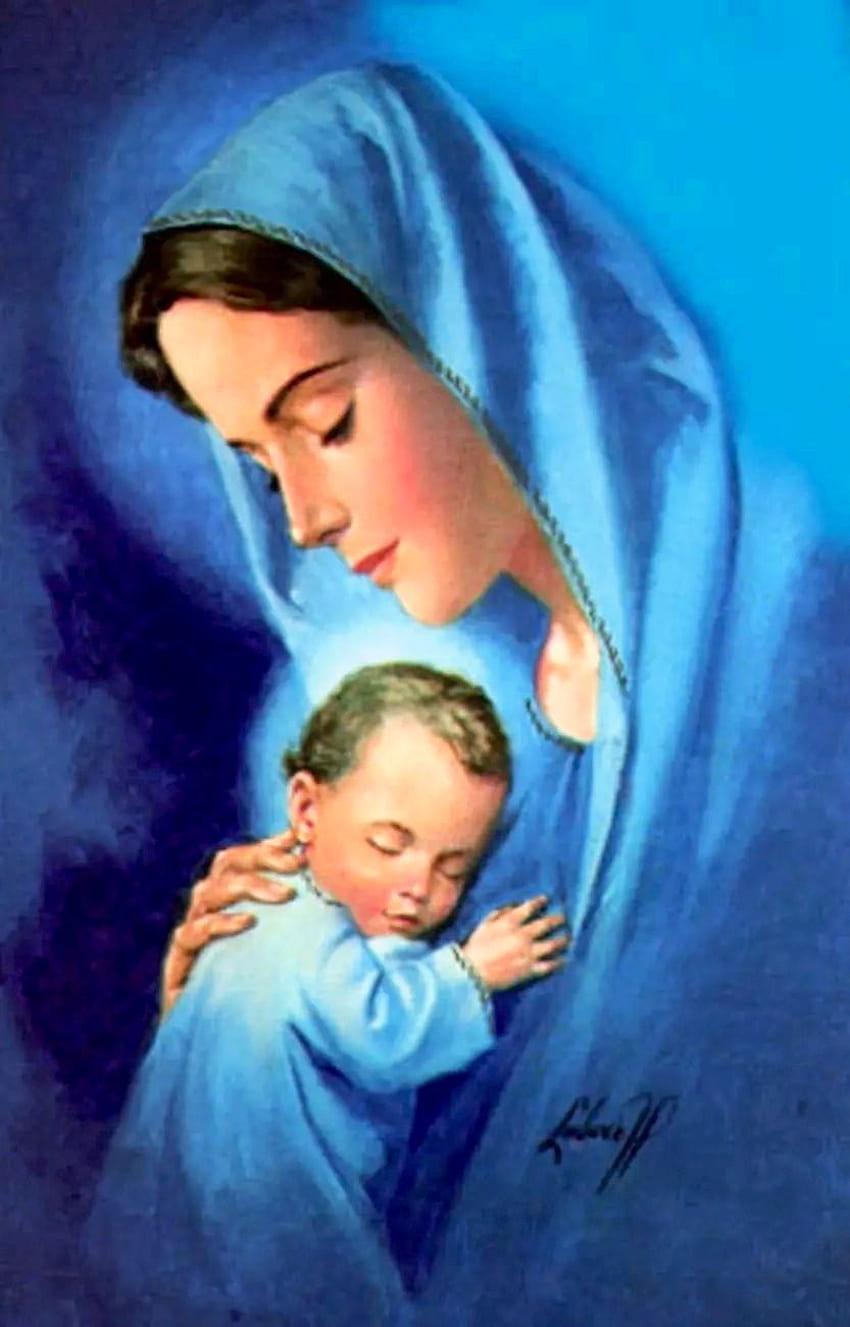 Mutter Maria und Jesuskind HD-Handy-Hintergrundbild