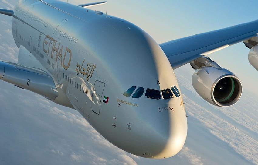 A380, Airbus, Pilot, Etihad Airways, Airbus A380, kokpit, samolot pasażerski, Airbus A380 800 dla, sekcja авиация Tapeta HD